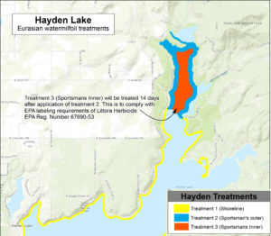 Hayden Lake Milfoil Treatment map