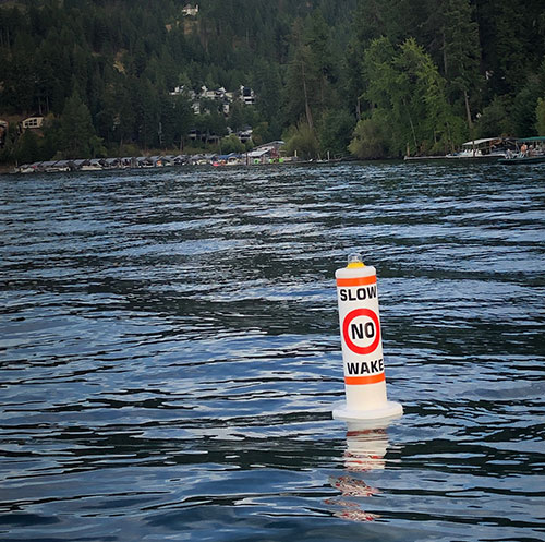 Buoy installed in Hayden Lake.