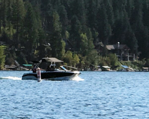 New buoy on Hayden Lake guides boats around no-wake-zone.
