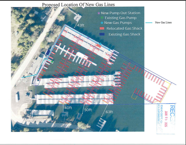 Proposed location of new gas lines on Hayden Lake.